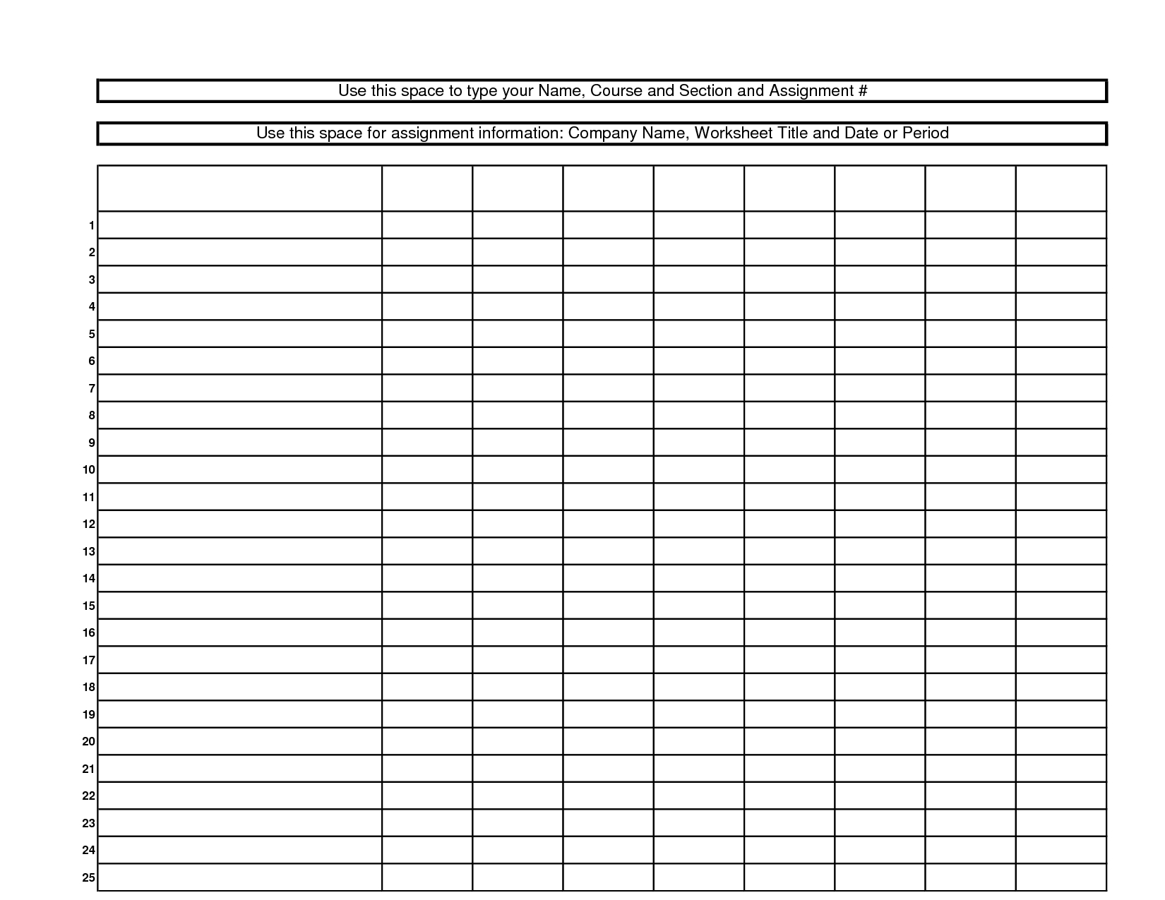 Free Blank Charts To Print Calendar Template Printable