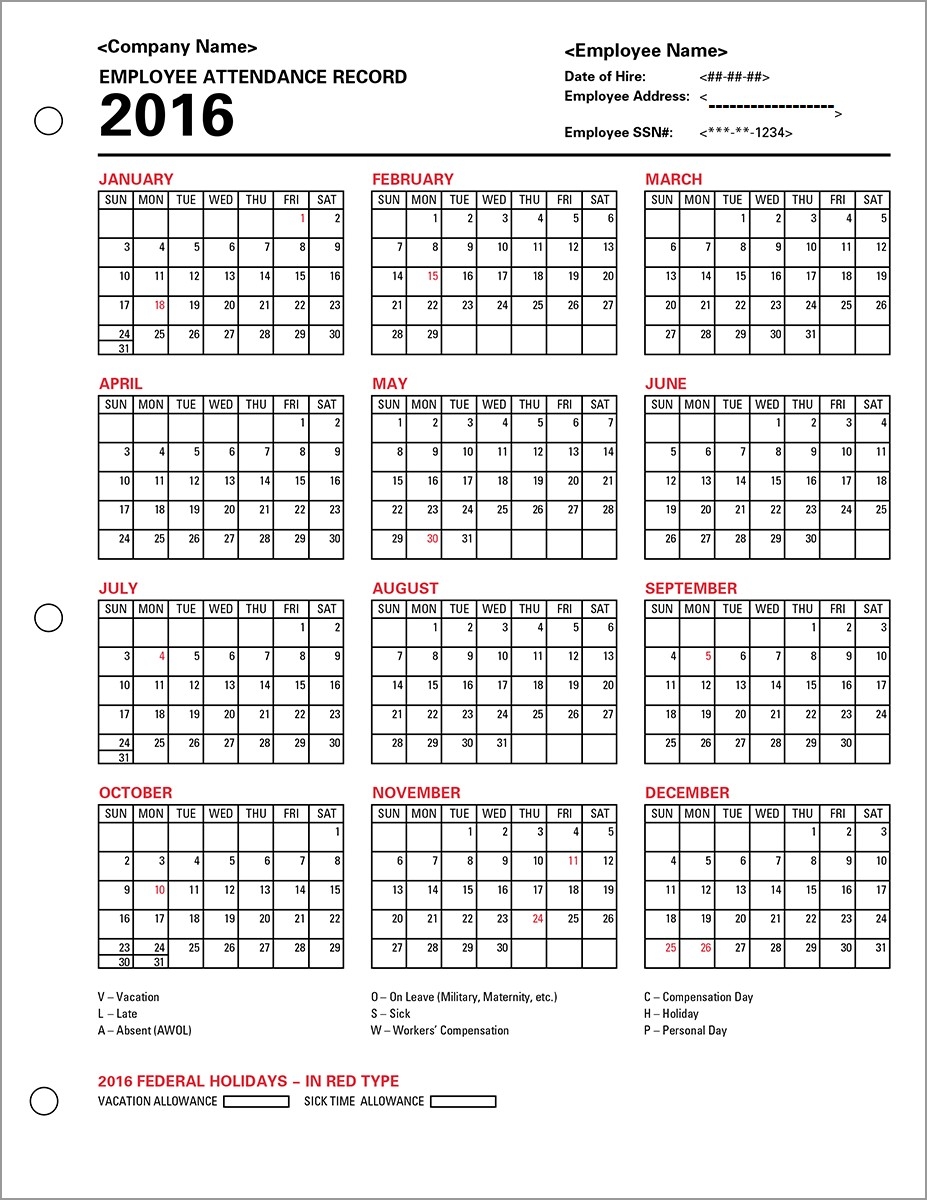 0000407 Adp Employee Attendance Record Calendar At Employee-Attendance Calendar Template Free