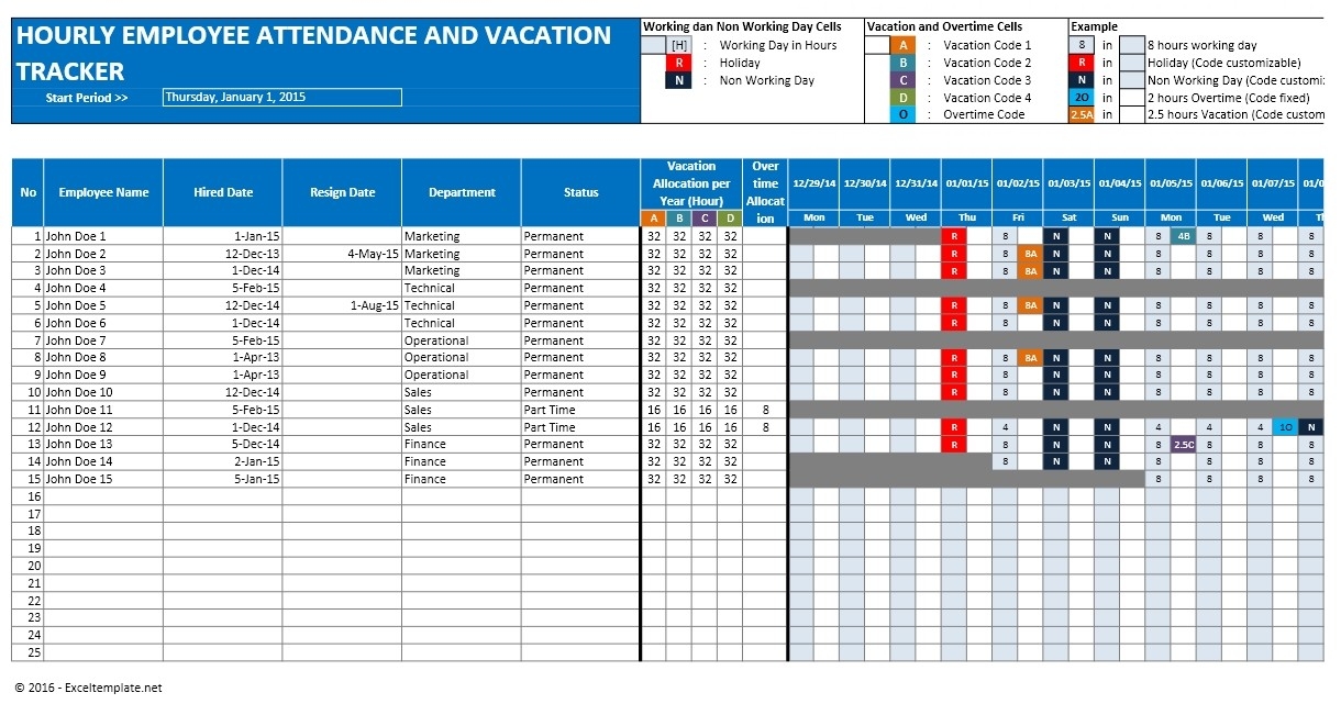 001 Employee Vacation Planner Template Excel Part Time-Excel Trackers Employee Planner Templates
