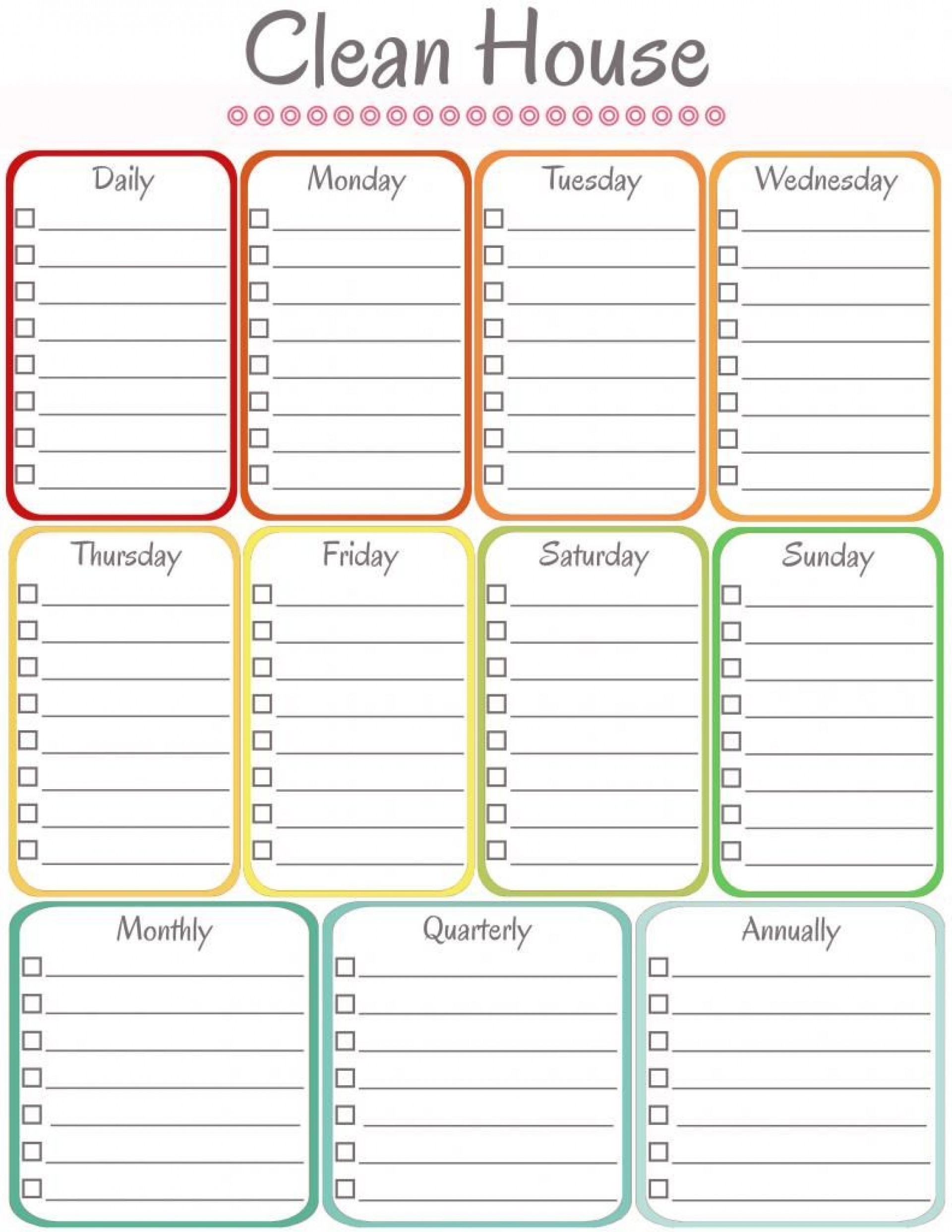 005 Template Ideas Weekly Cleaning Schedule Archaicawful-Clean Template Monday To Firday