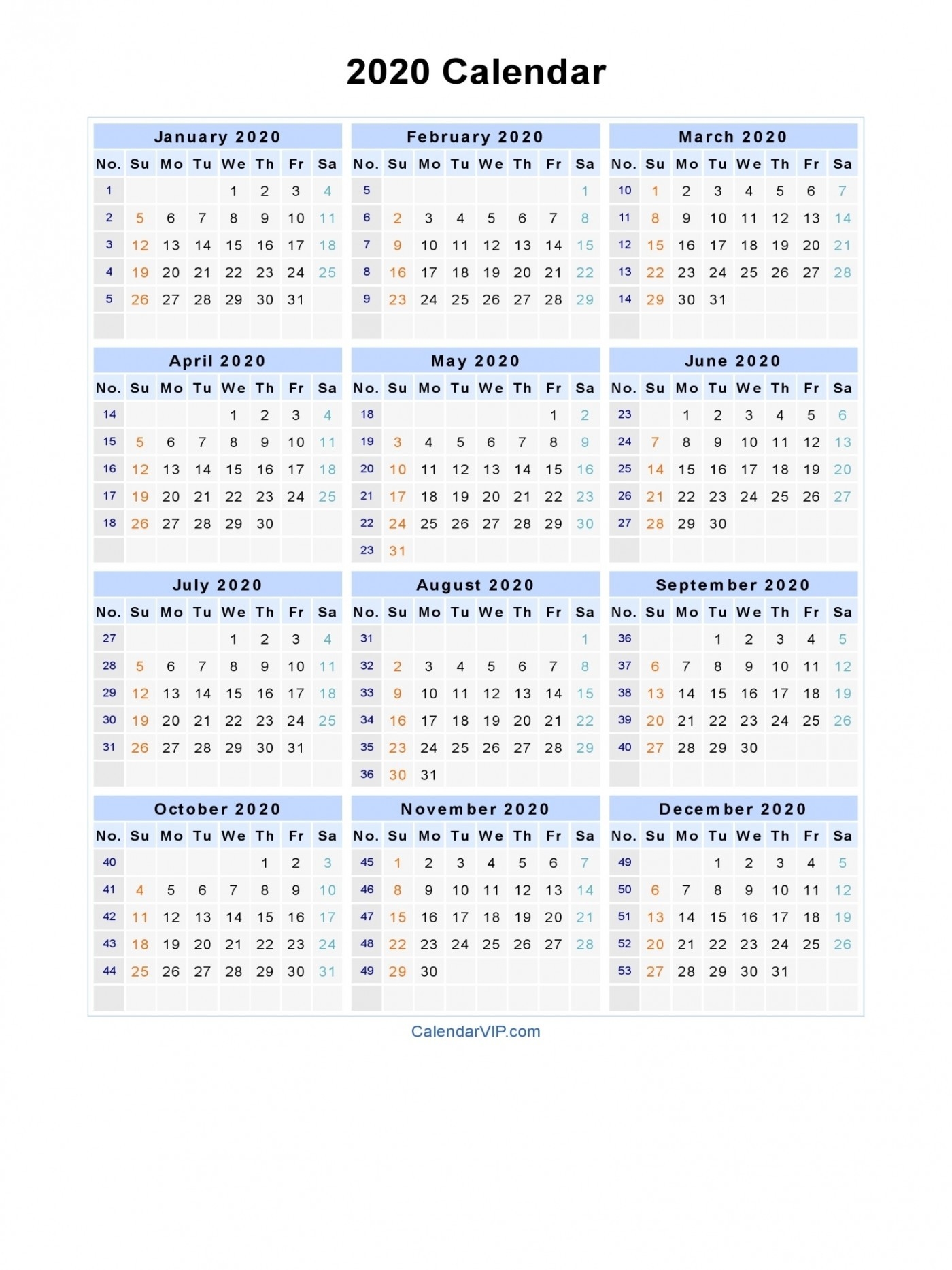007 Calendar Blank Printable Template In Pdf Word Excel-Monthly Calendar Topics 2020