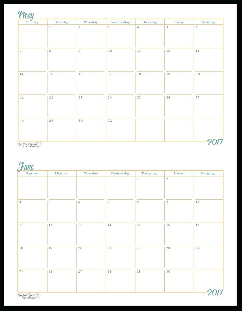 Scattered Squirrel Monthly Calendar Calendar Template Printable