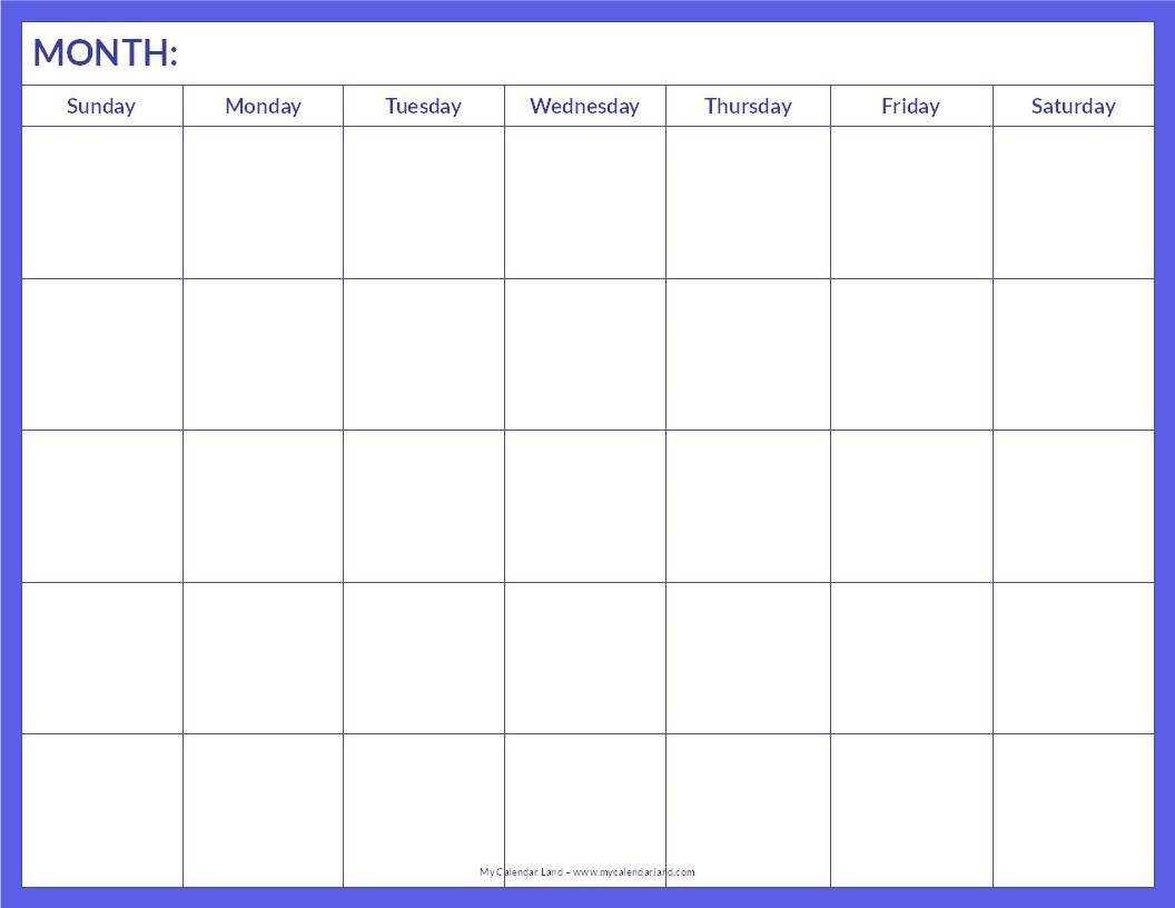 018 Blank Calendar Template Pdf Ideas Free Monthly Printable-Printable Blank Monthly Calendar Template