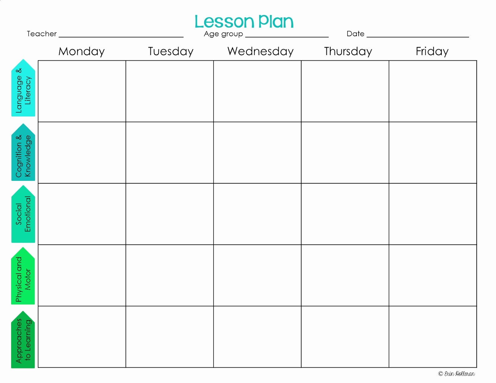 Weekly Lesson Plan Blank Template Calendar Template Printable