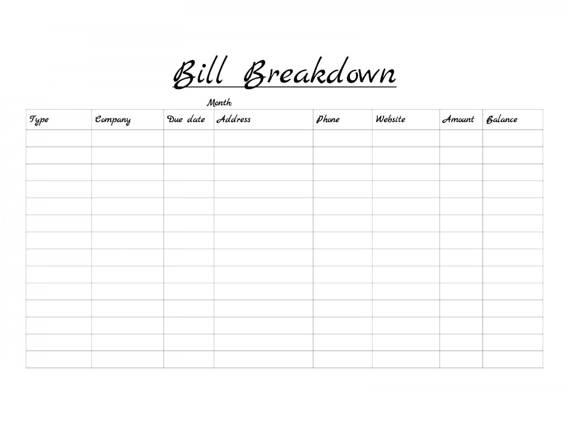 023 Printable Bill Payment Schedule Monthly Bills Template-Monthly Bill Template Free Printable