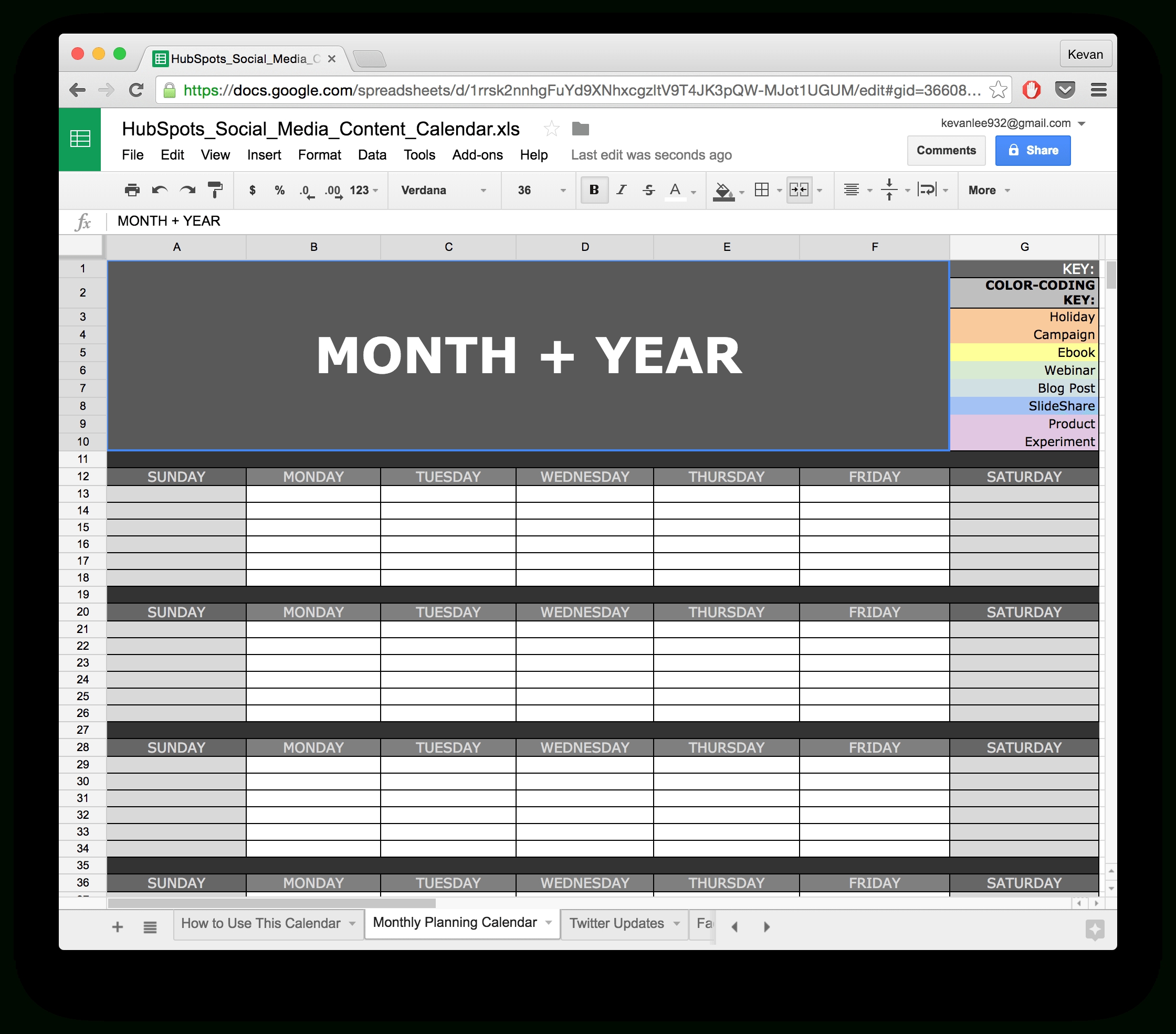 10 Ready-To-Go Marketing Spreadsheets To Boost Your-Calendar Template For Google Sheet