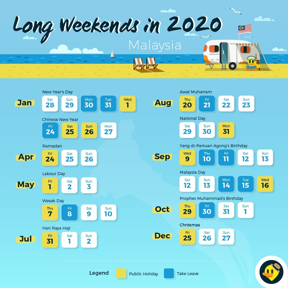 12 Long Weekends In 2019 For Malaysians © Letsgoholiday.my-Malaysia School Holidays In 2020