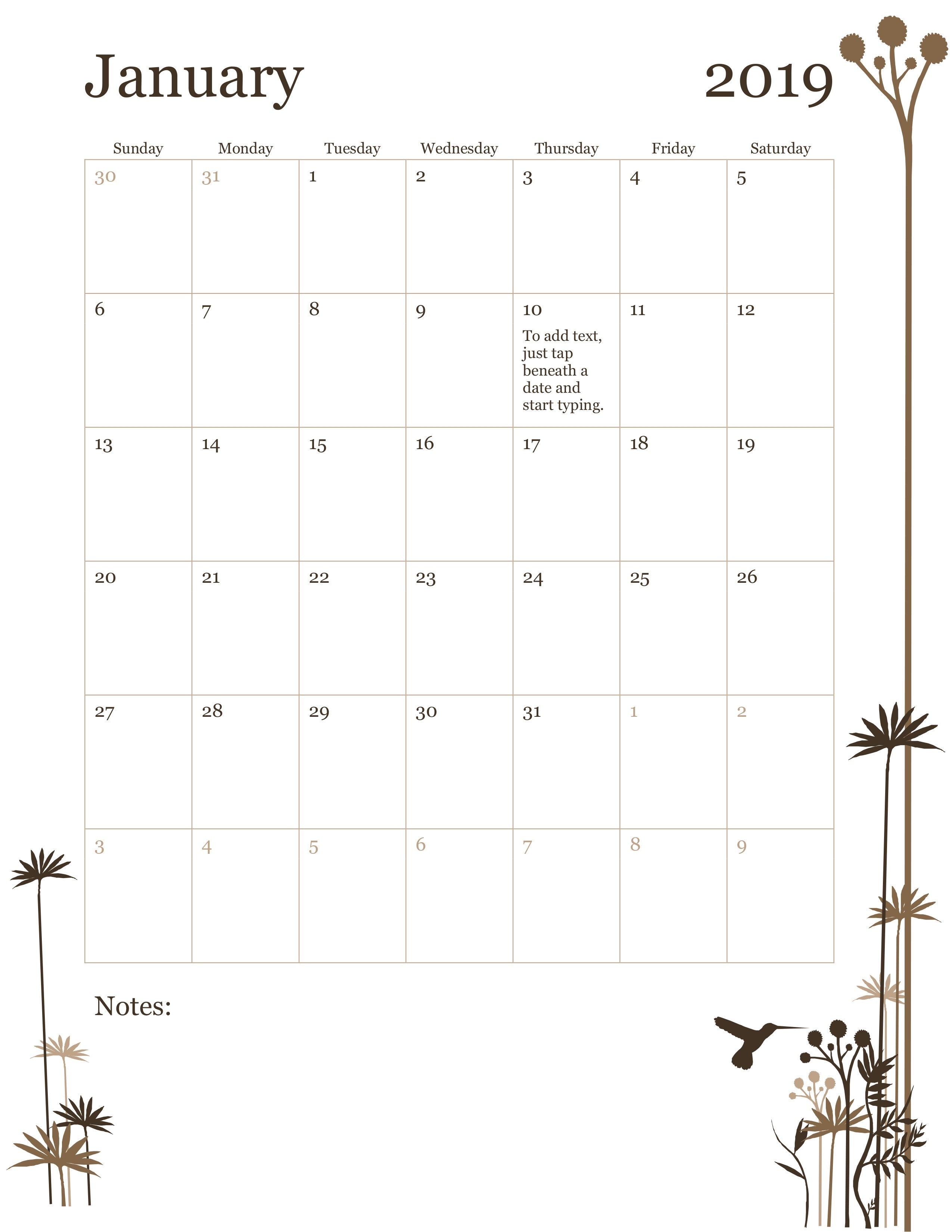 microsoft word 2018 calendar template sun sat