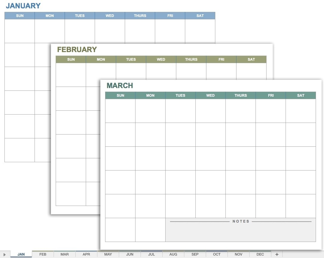 15 Free Monthly Calendar Templates | Smartsheet-Monthly Calandar Template Start From Sunday