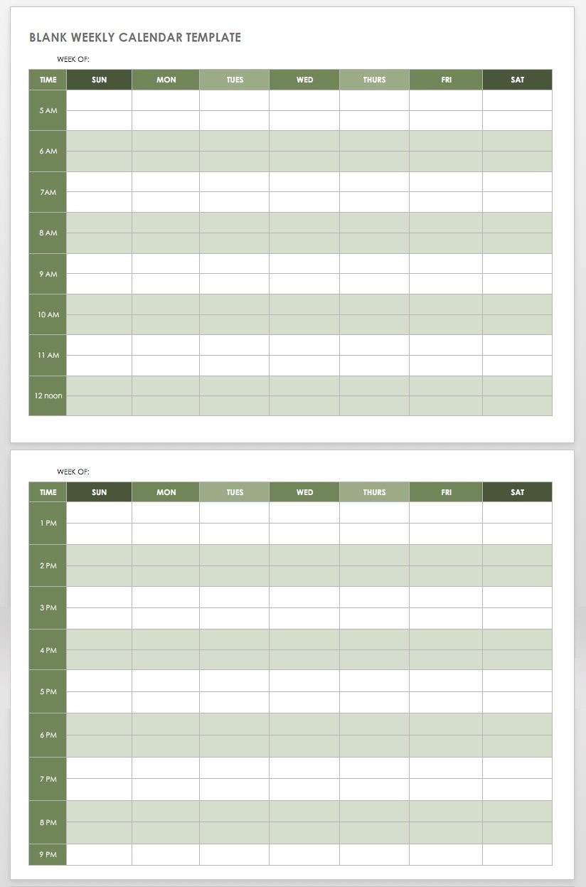 15 Free Weekly Calendar Templates | Smartsheet-Blank 6 Week Calendar Template