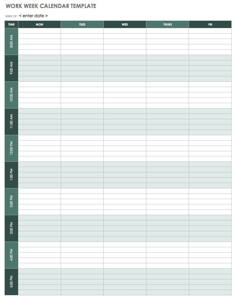 15 Free Weekly Calendar Templates | Smartsheet-One Week Calendar Printable Blank