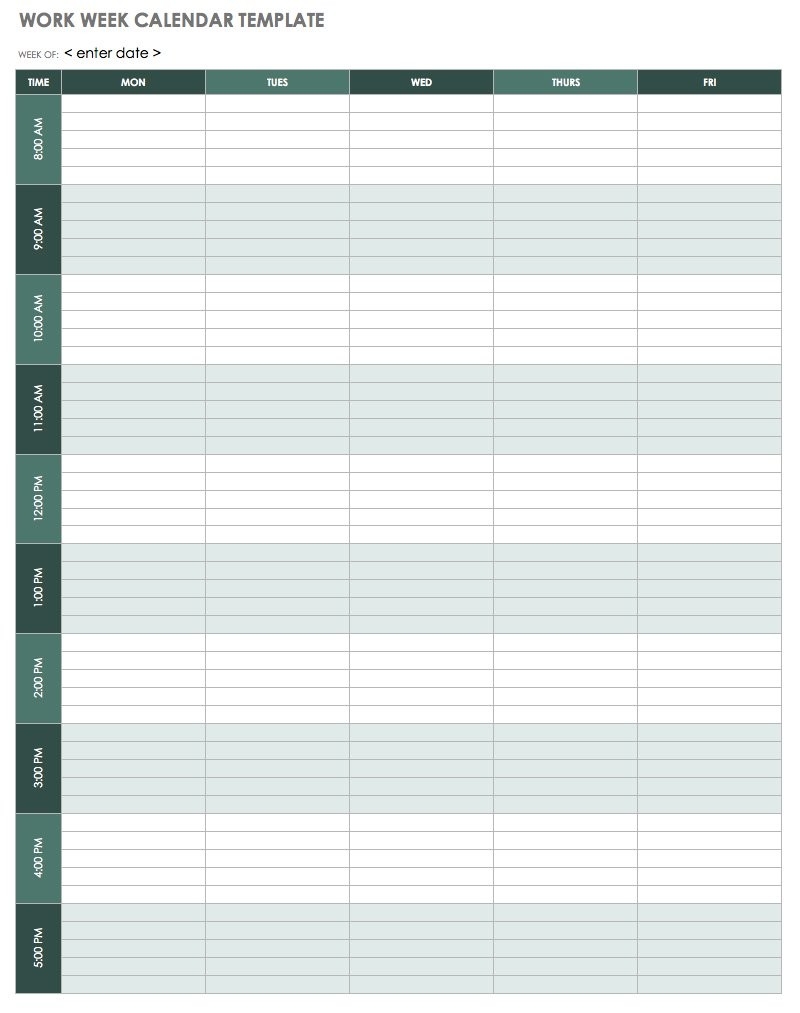 15 Free Weekly Calendar Templates | Smartsheet-Template Printable Calendar 5 Weeks