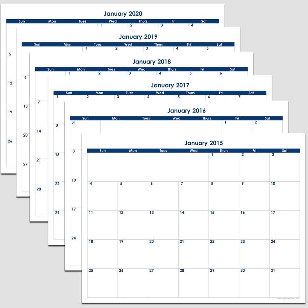 2015 To 2020 - 72 Month Calendar - 8 1/2&quot; X 11&quot; | Legacy-2020 Printable Monthly Calendar 8 X 11