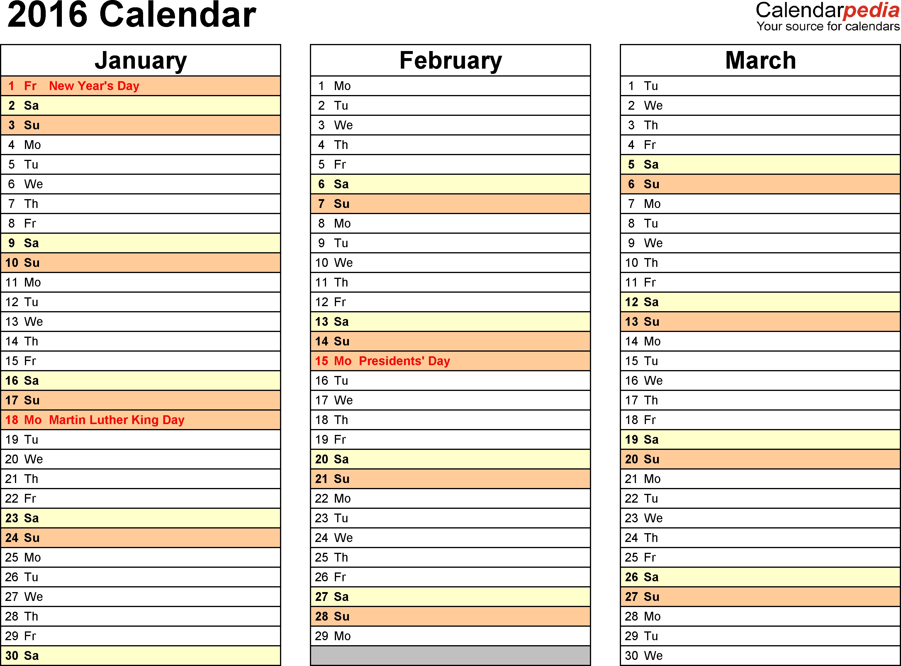 2016 Calendar - Download 16 Free Printable Excel Templates-4 Month Planner Template