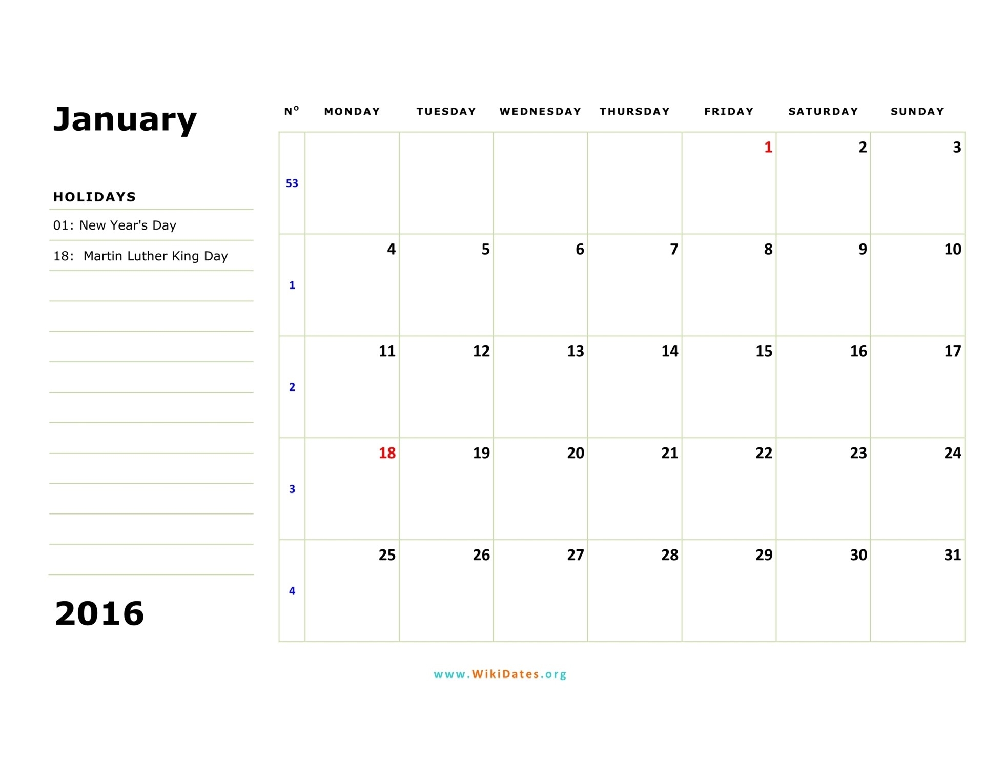 Monthly Calendar Starting Monday | Calendar Template Printable