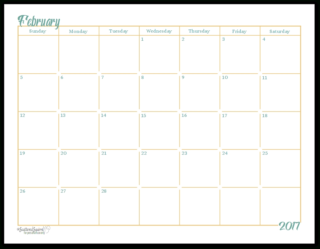 2017 Full-Size Monthly Calendar Printables Are Here!!!!!-Free Printable 2 Page Monthly Calendar
