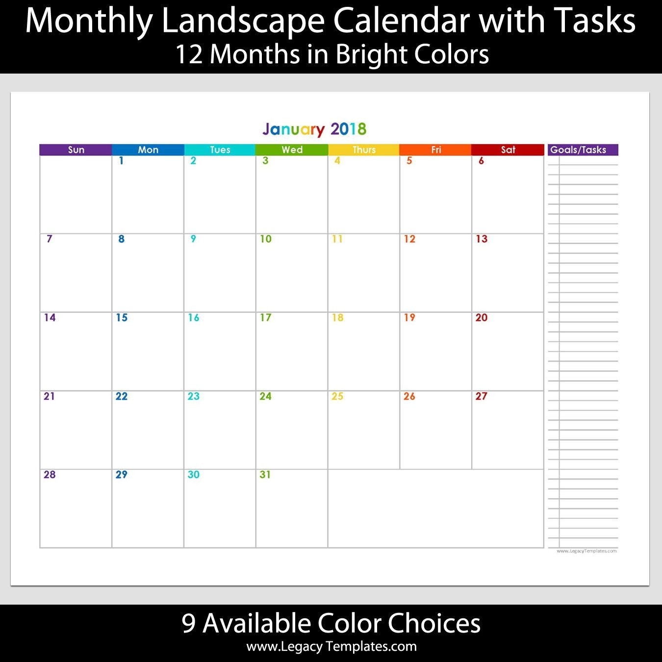 2018 - 12 Month Calendar With Tasks - Printable Calendars-5X8 Calendar Templates To Print