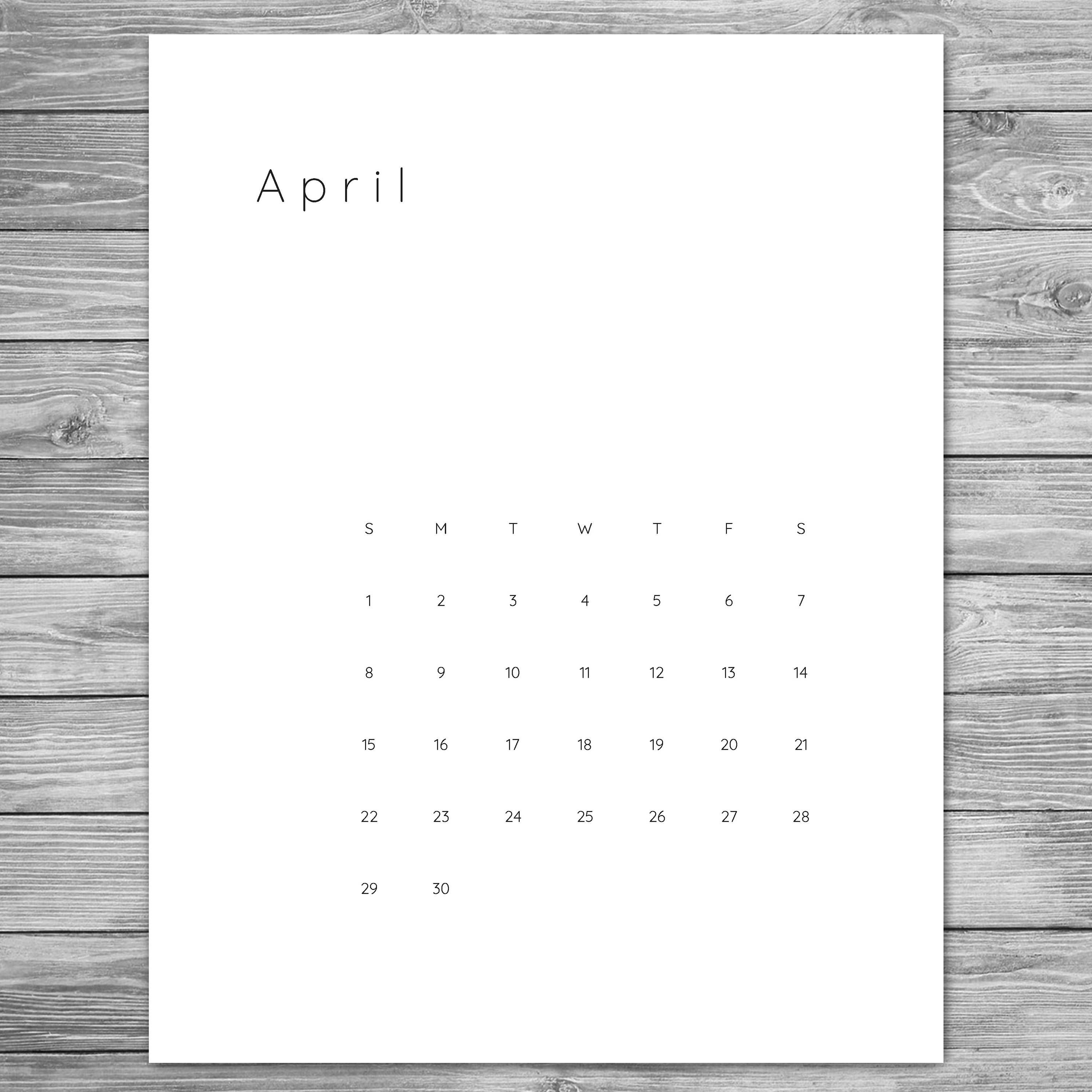 2018 2019 Printable Minimalist Monthly Calendar, Desk-8.5 By 11 Blank Calendar Month