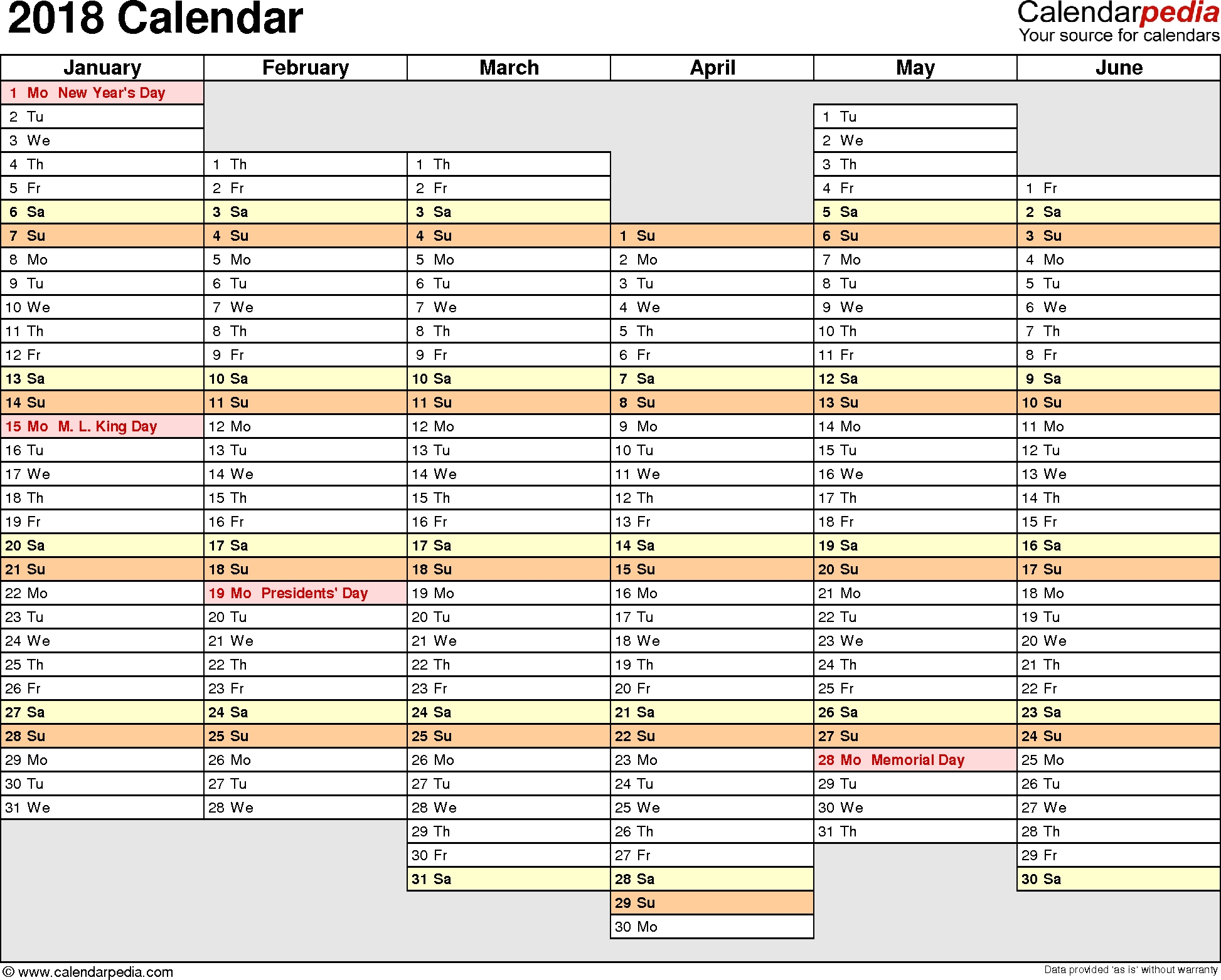 2018 Calendar - Download 17 Free Printable Excel Templates-6 Month Planner Template