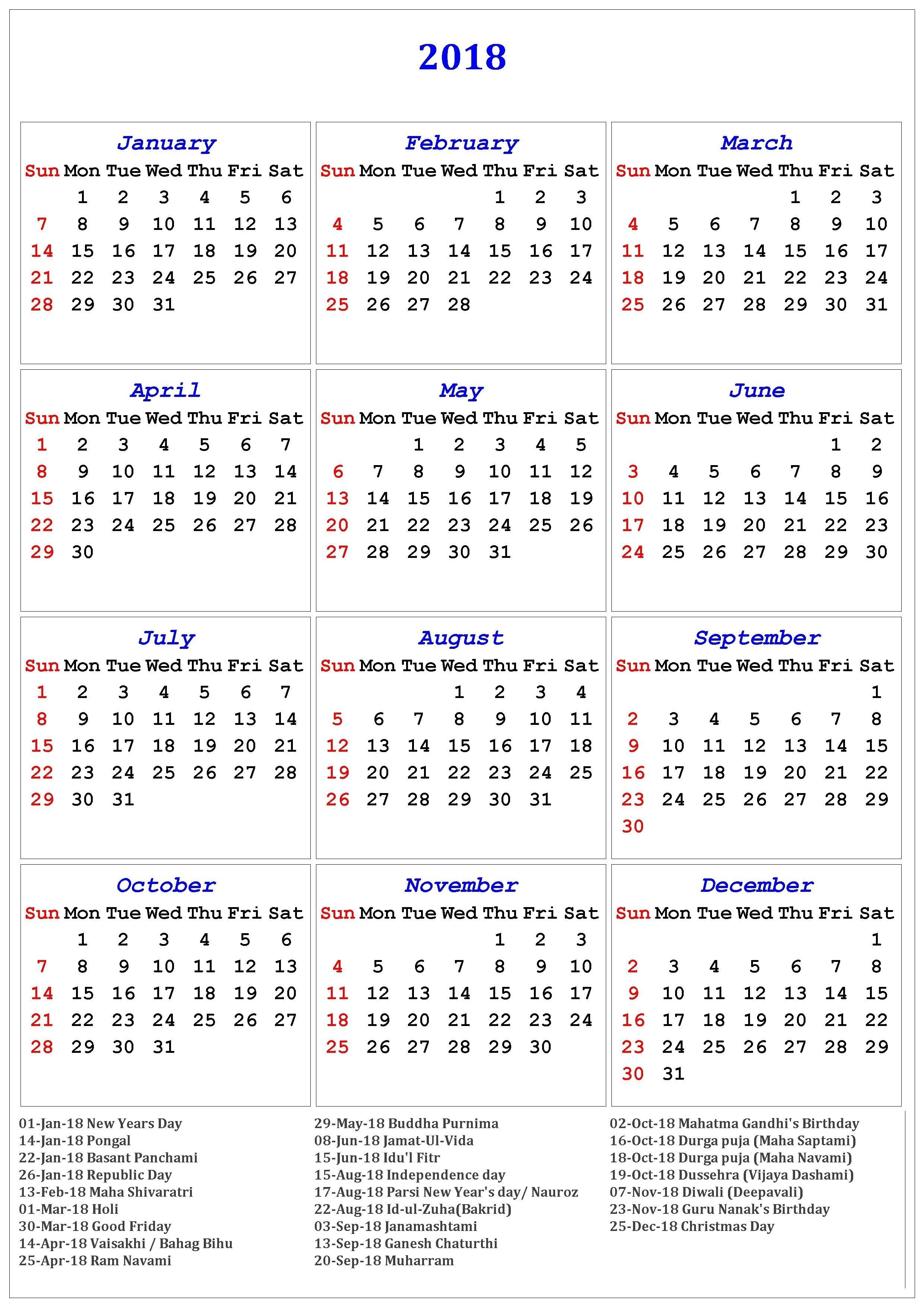 2018 Calendar Of Holidays | November Calendar | November-January 2020 Calendar Pongal
