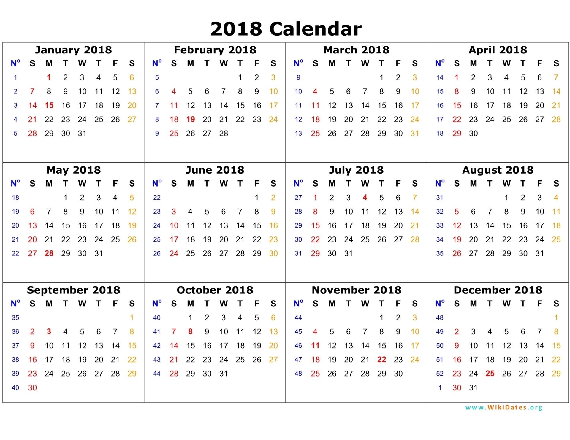 2018 Calendar On One Page | Calendar Template 2016 | Planner-Free Printable Calendars With Cagtholic And Muslim Holidays