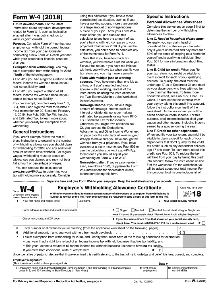 2018 Form Irs W-4 Fill Online, Printable, Fillable, Blank-Blank Tn 2020 W9