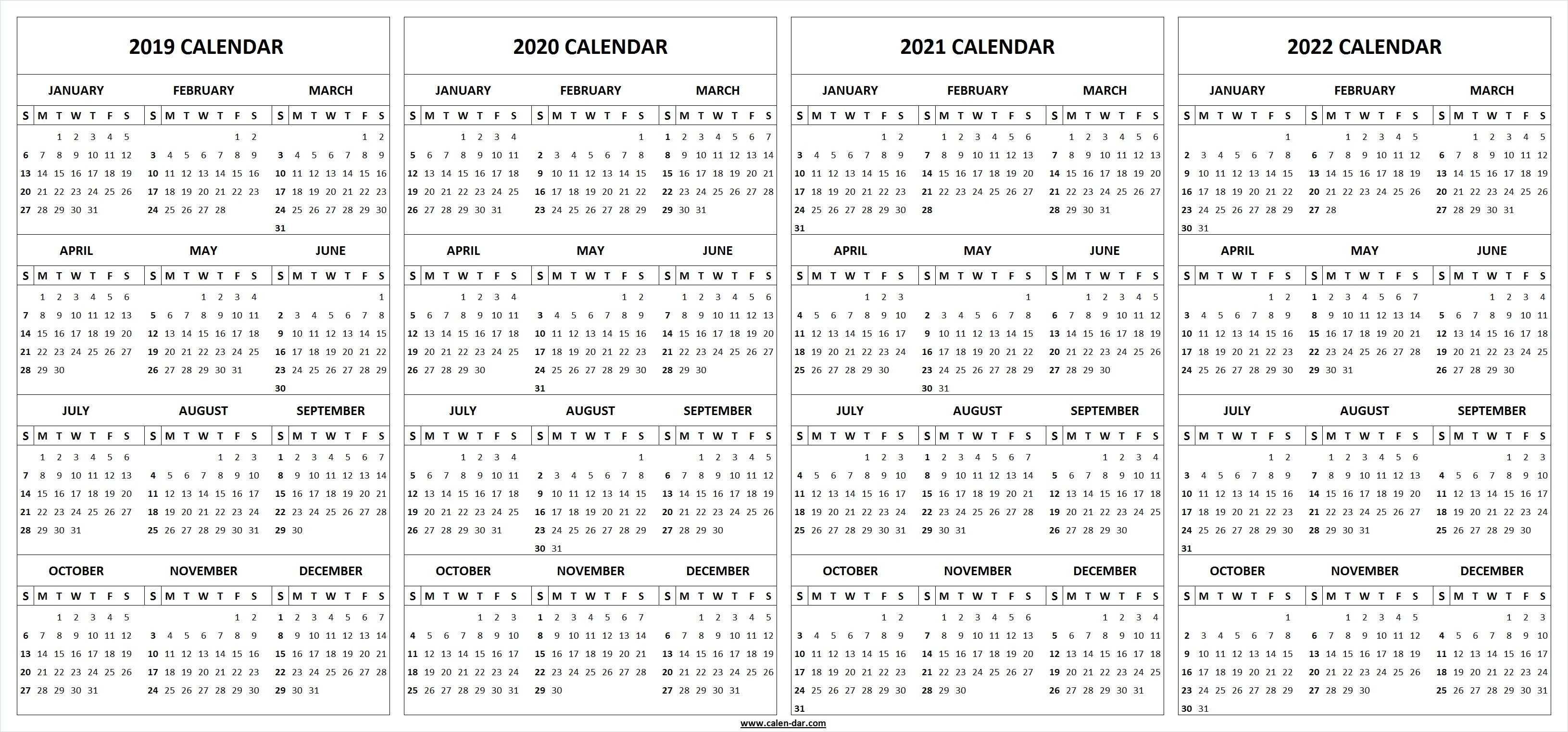 2019 2020 2021 2022 Calendar Blank Template | Calendar-Blank 2 Pages Calendar 2020