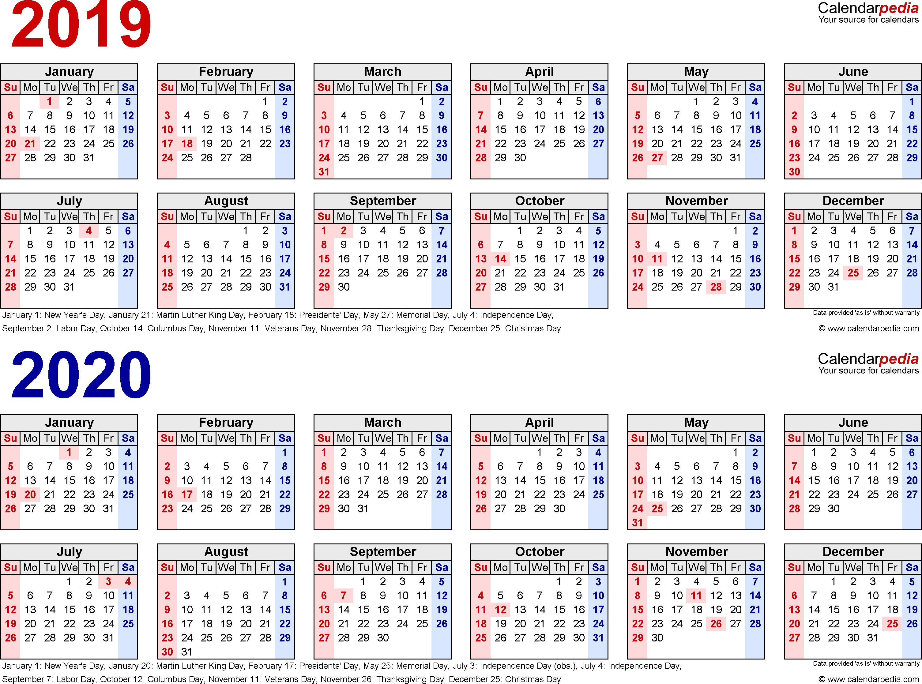 2019-2020 Calendar - Free Printable Two-Year Excel Calendars-Philippines Holidays 2020 Calendar