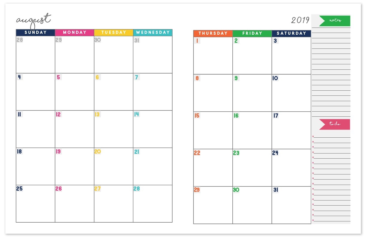 2019-2020 Monthly Calendar Planner | Free Printable Calendar-2 Page Calendar Template 2020