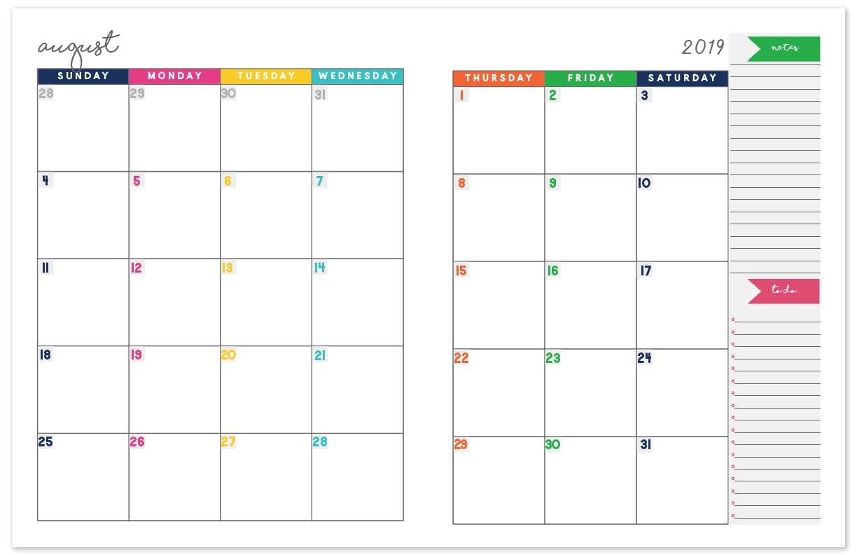2019-2020 Monthly Calendar Planner | Free Printable Calendar-Free 2 Page Calendar Templates 2020