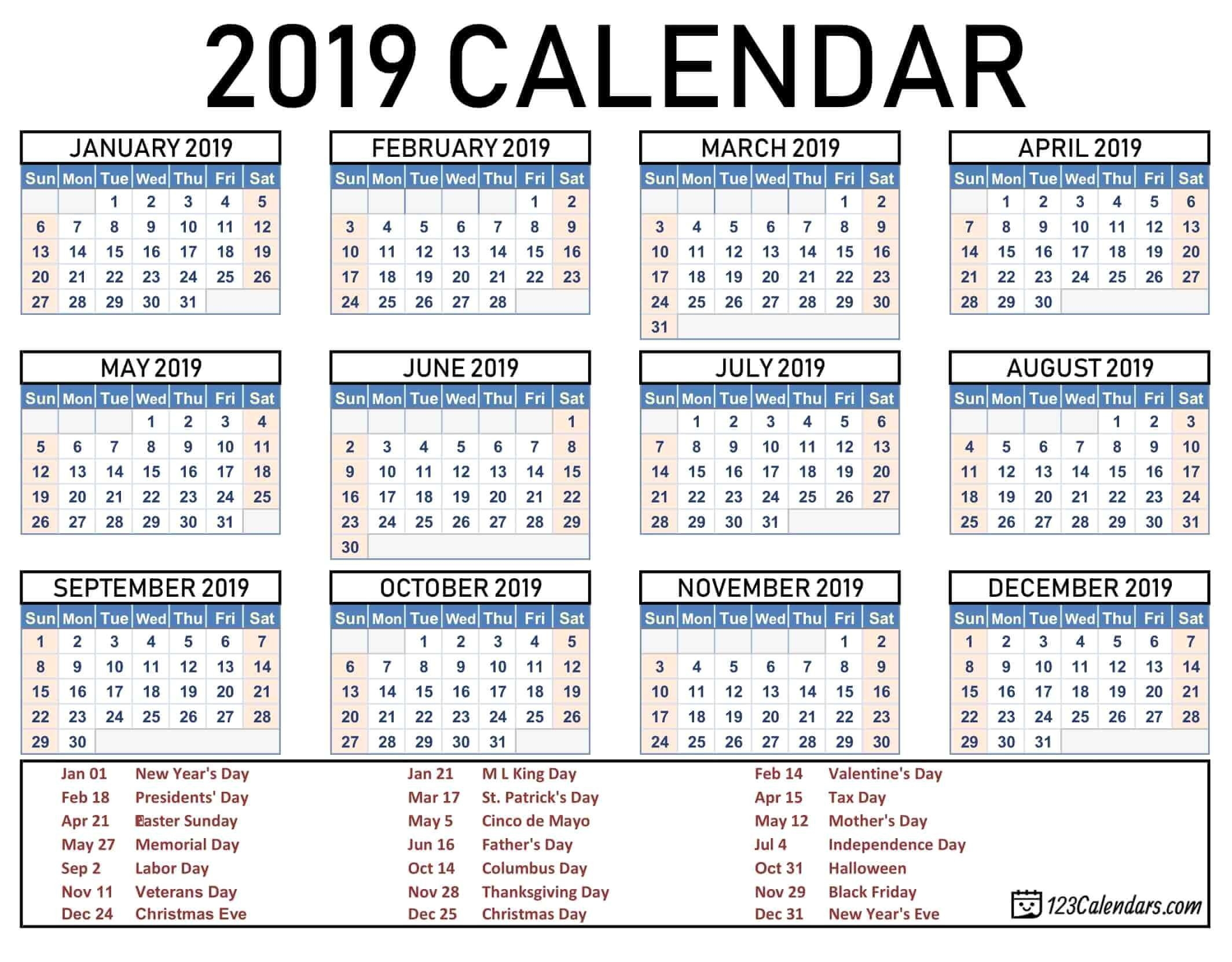 2019 2020 School Year Calendar Template Year 2019 Printable-Calendar 2020 Monthly Business And Next Month