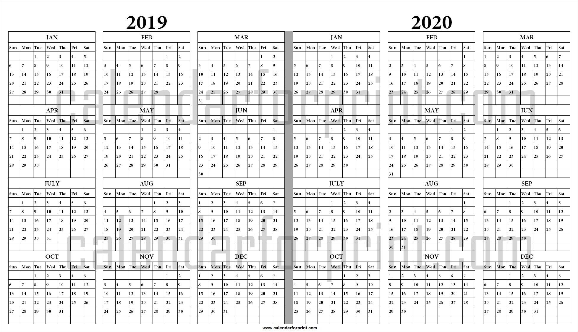 2019 And 2020 Yearly Calendar Printable | 2019 2020 Calendar-Blank School Year Calendar 2020-20 Editable