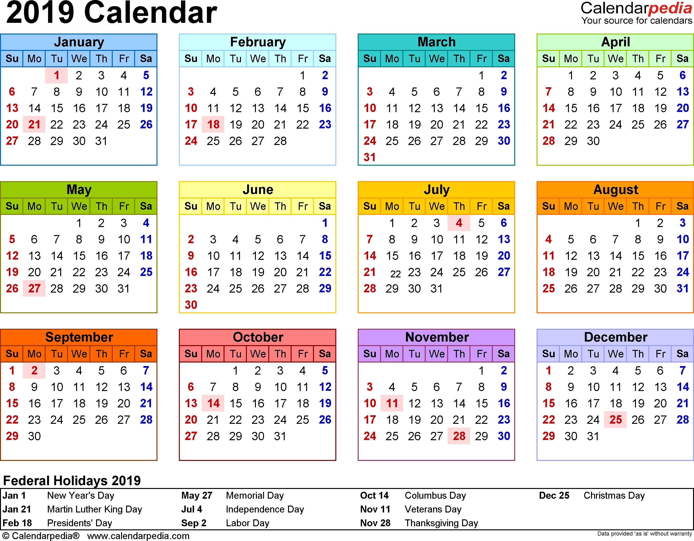 2019 Calendar - Download 18 Free Printable Excel Templates-Calendar Excel Template With Malaysia Holiday