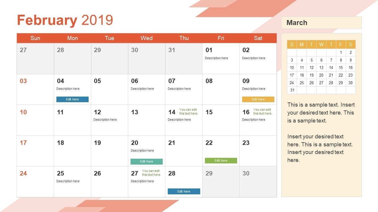 2019 Calendar Powerpoint Template-Two Blank Monthly Calendar Templates