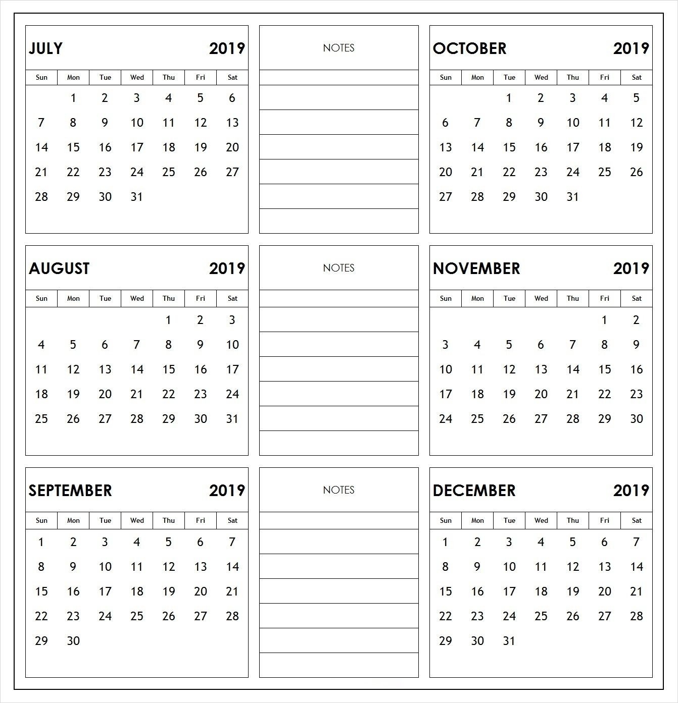 2019 Half Year Print Calendar | 2019 Calendars In 2019-Free Calender 6 Monthly