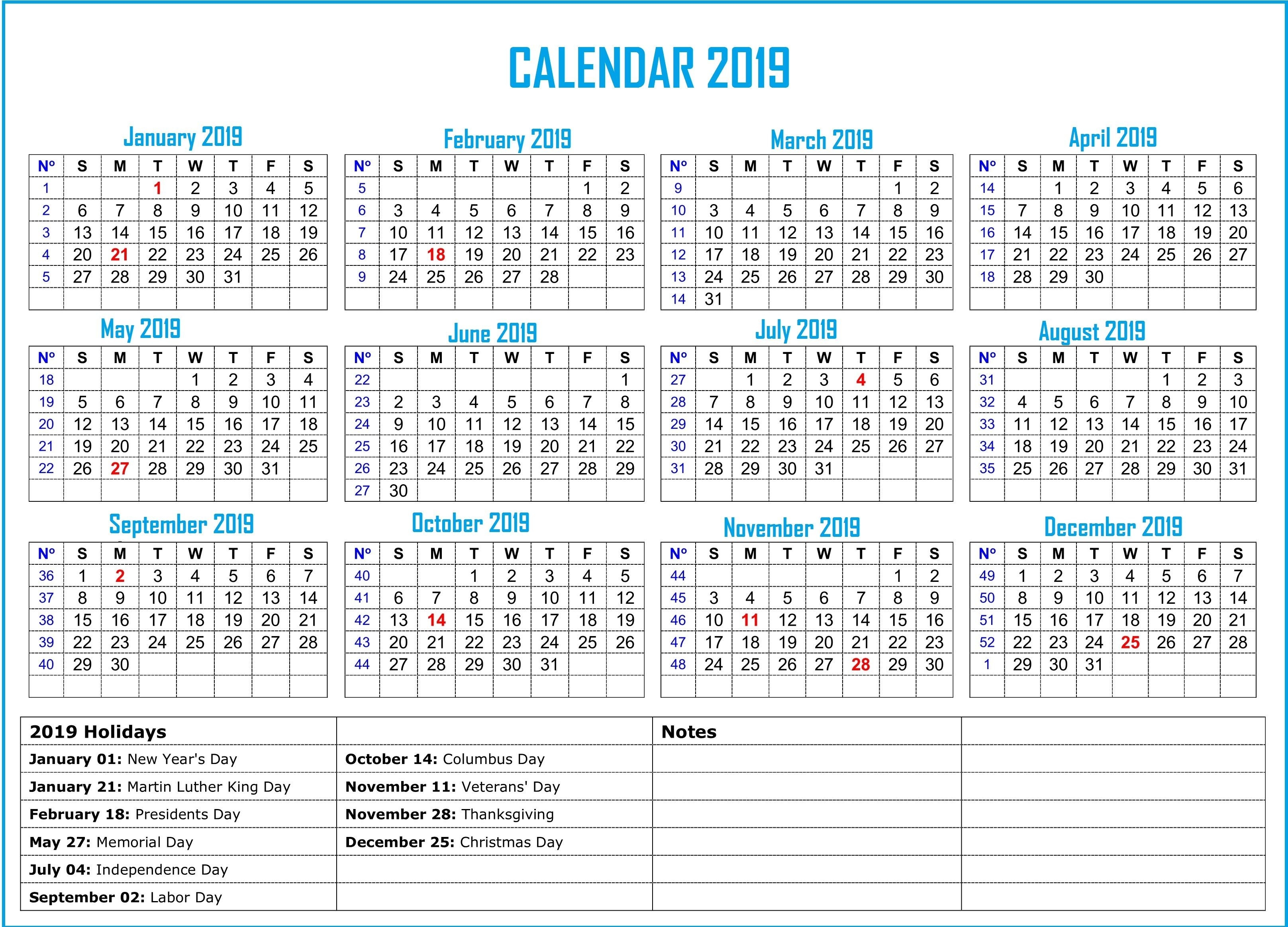 2019 Holidays Calendar | Monthly Calendar Templates | Us-Printable 3 Month Calendar With Us Holidays