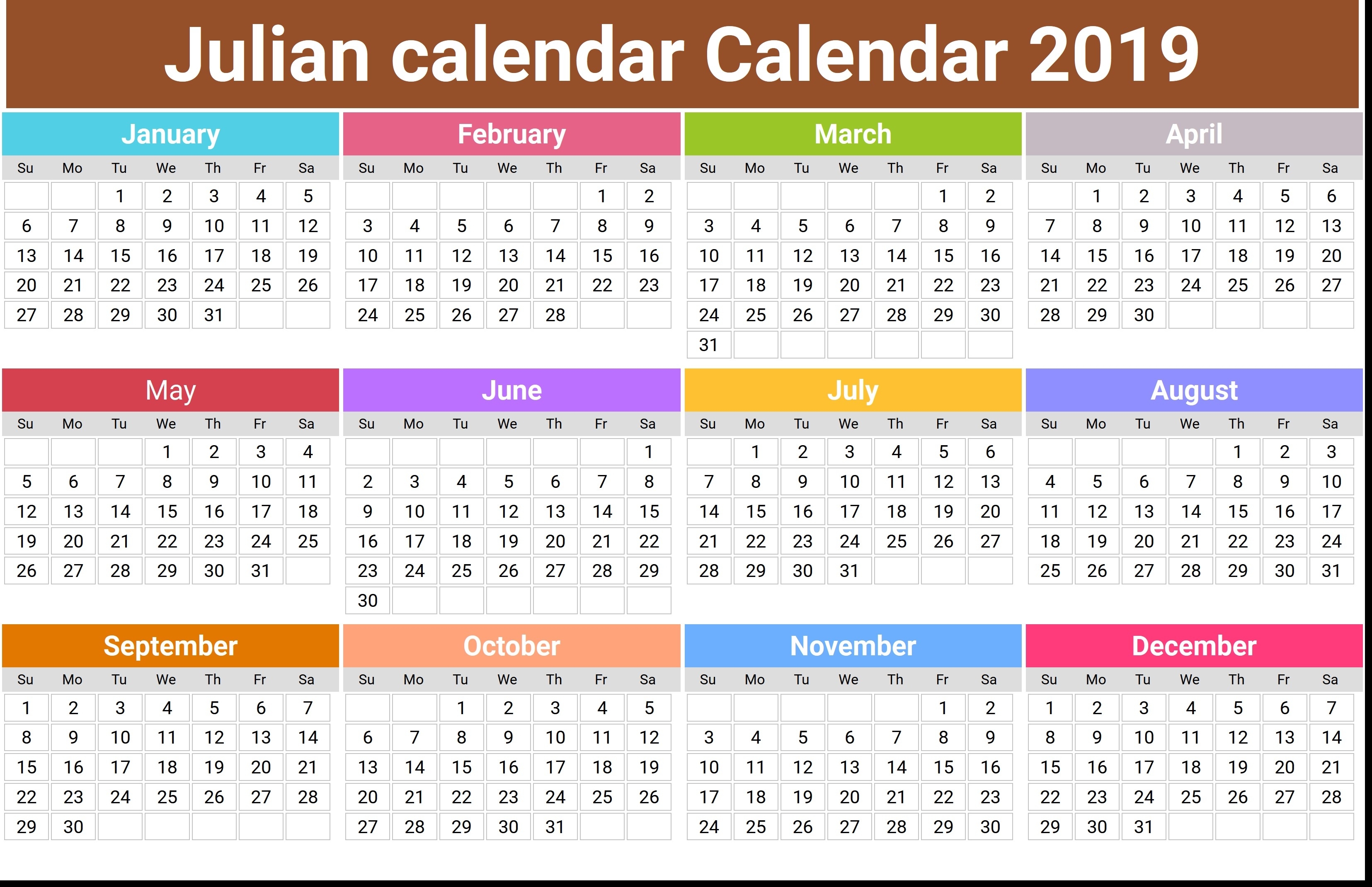 2019 Julian Calendar Printable | Isacl-Printable Monthly Julian Date Calendar