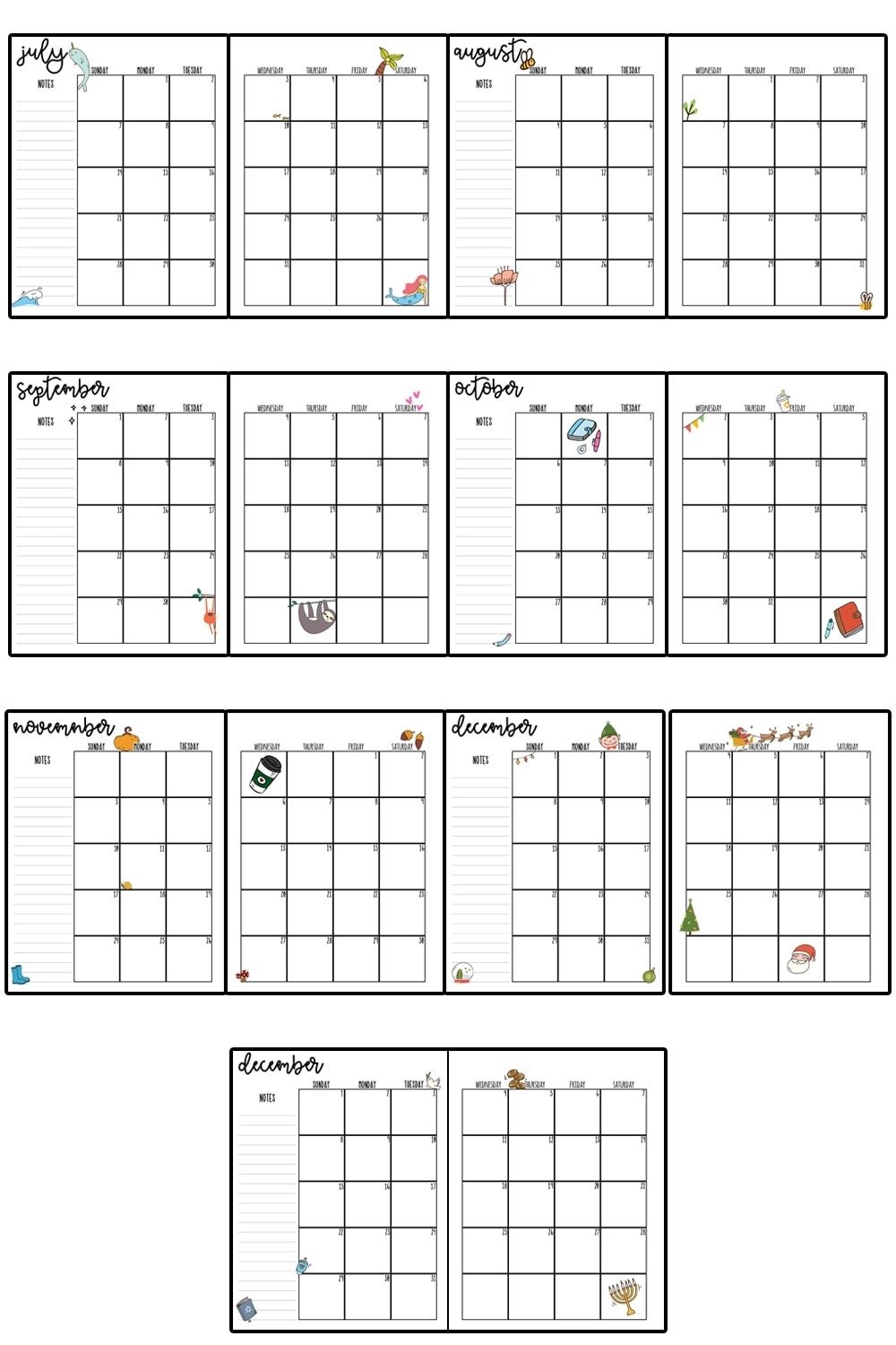 2019 Printable Calendar-Blank Month At A Glance Printable Calendar