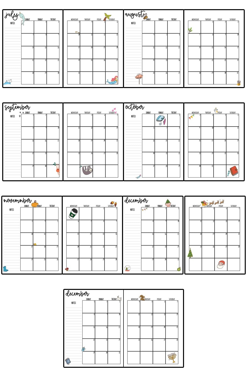 Blank Month At A Glance Printable Calendar | Calendar Template Printable