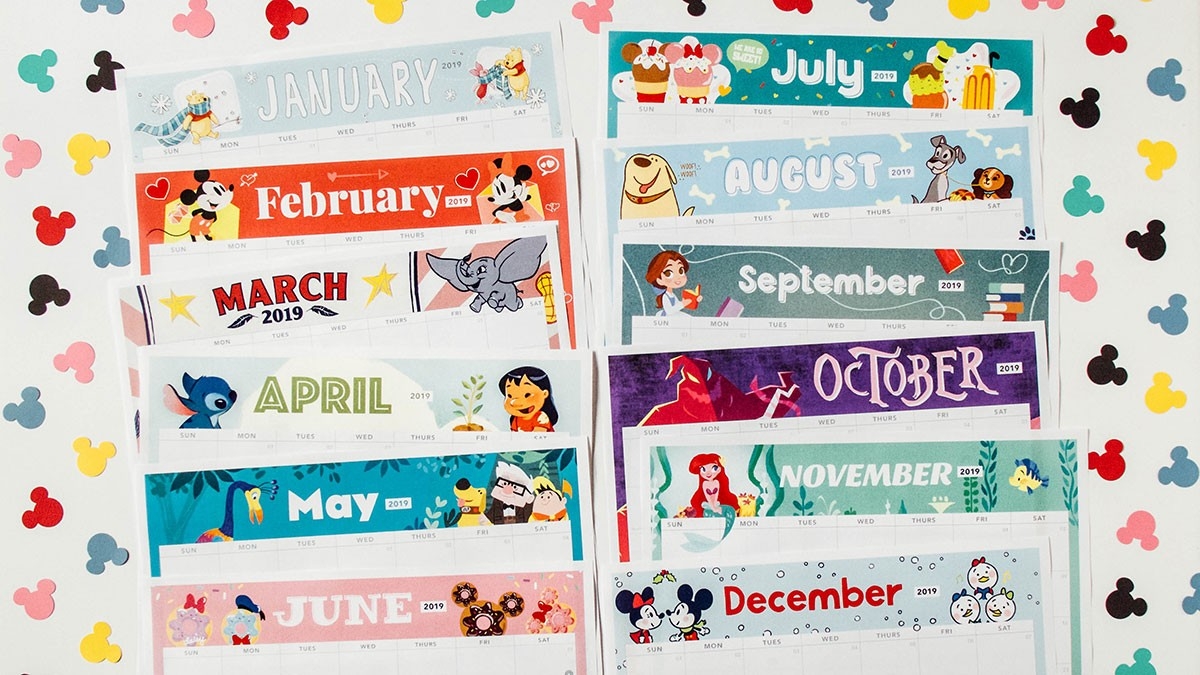 2019 Printable Calendar Featuring Disney Art | Disney Family-Disney Themed Printable Monthly Calendar