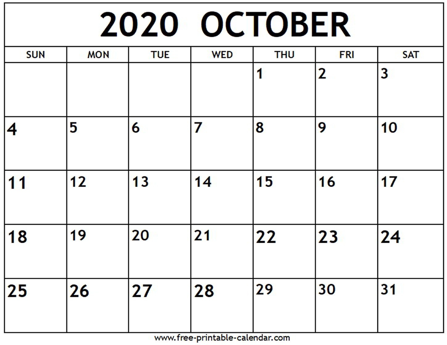 2020 Calendar October-Free Printable Blank October 2020 Calendar Jewish Holidays