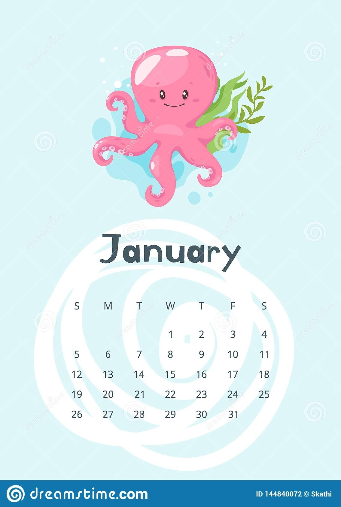 2020 Calendar Page. Stock Vector. Illustration Of Design-Cute January 2020 Calendar