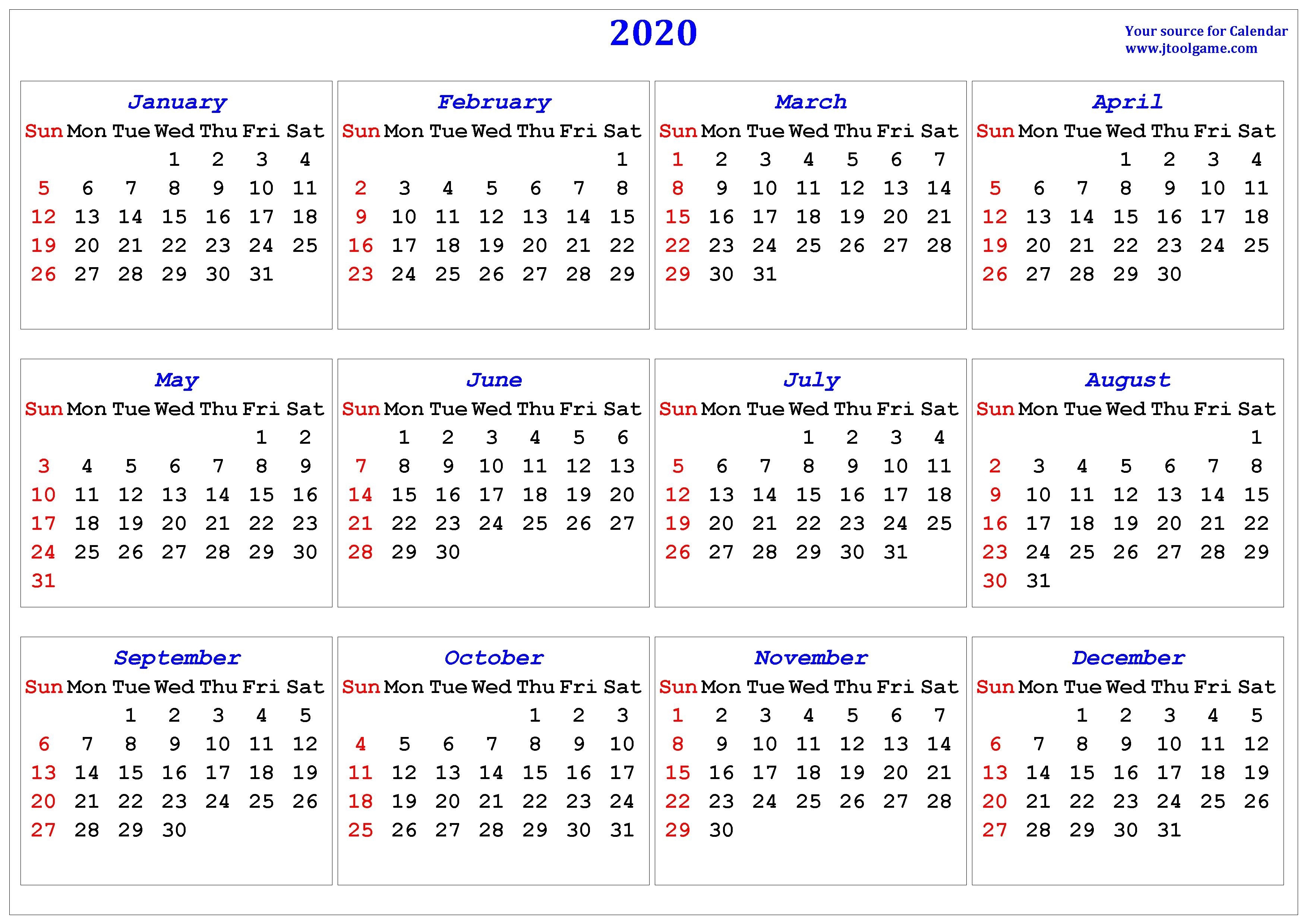 List Of Holidays By Month 2020 | Calendar Template Printable