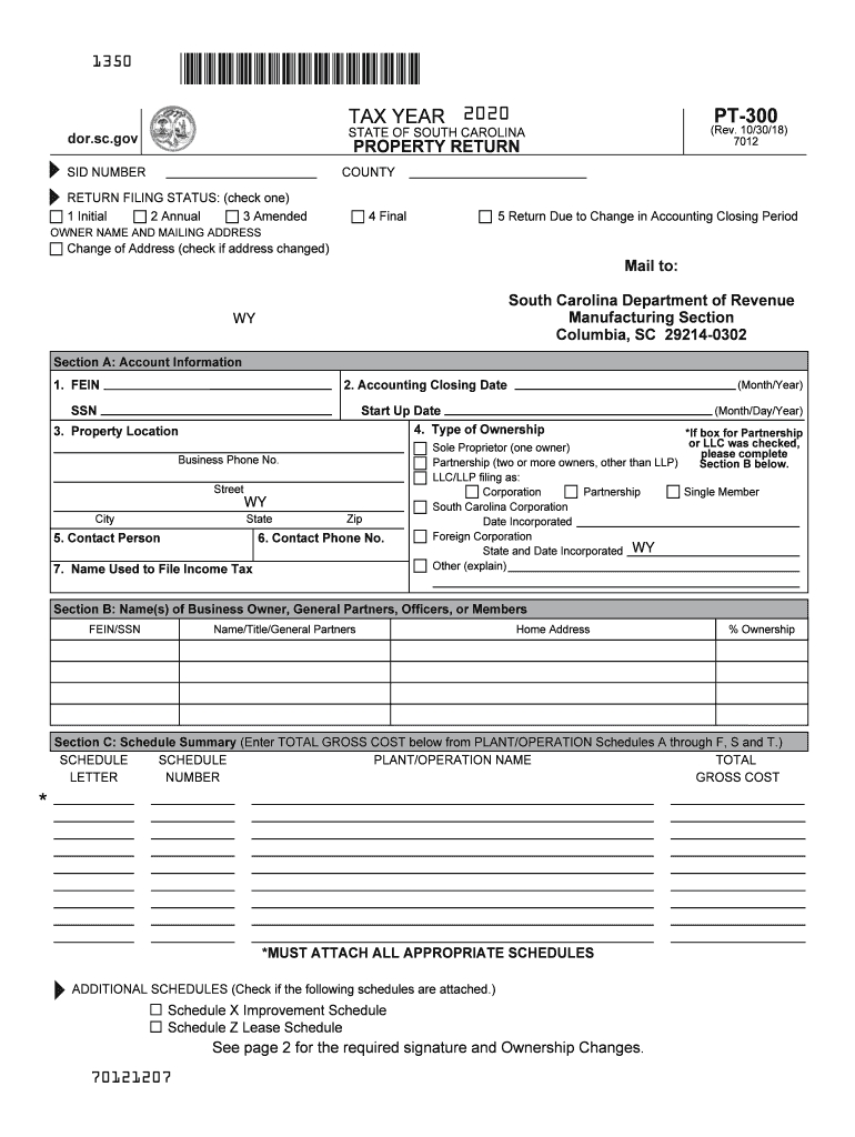 2020 Form Sc Dor Pt-300 Fill Online, Printable, Fillable-Form W9 Blank 2020