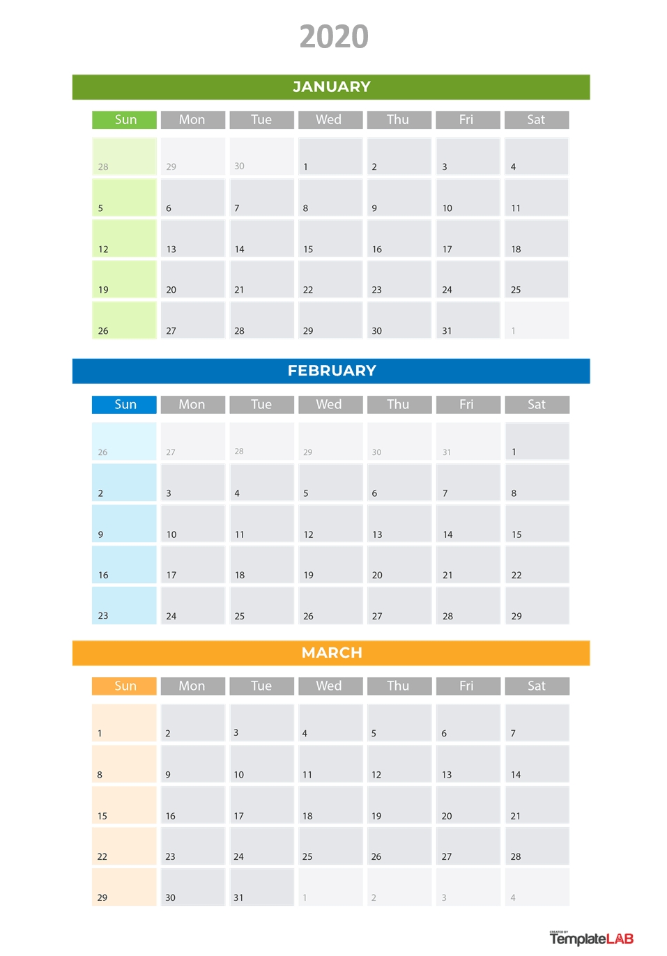 2020 Printable Calendars [Monthly, With Holidays, Yearly] ᐅ-3 Month Printable Calendar Templates 2020