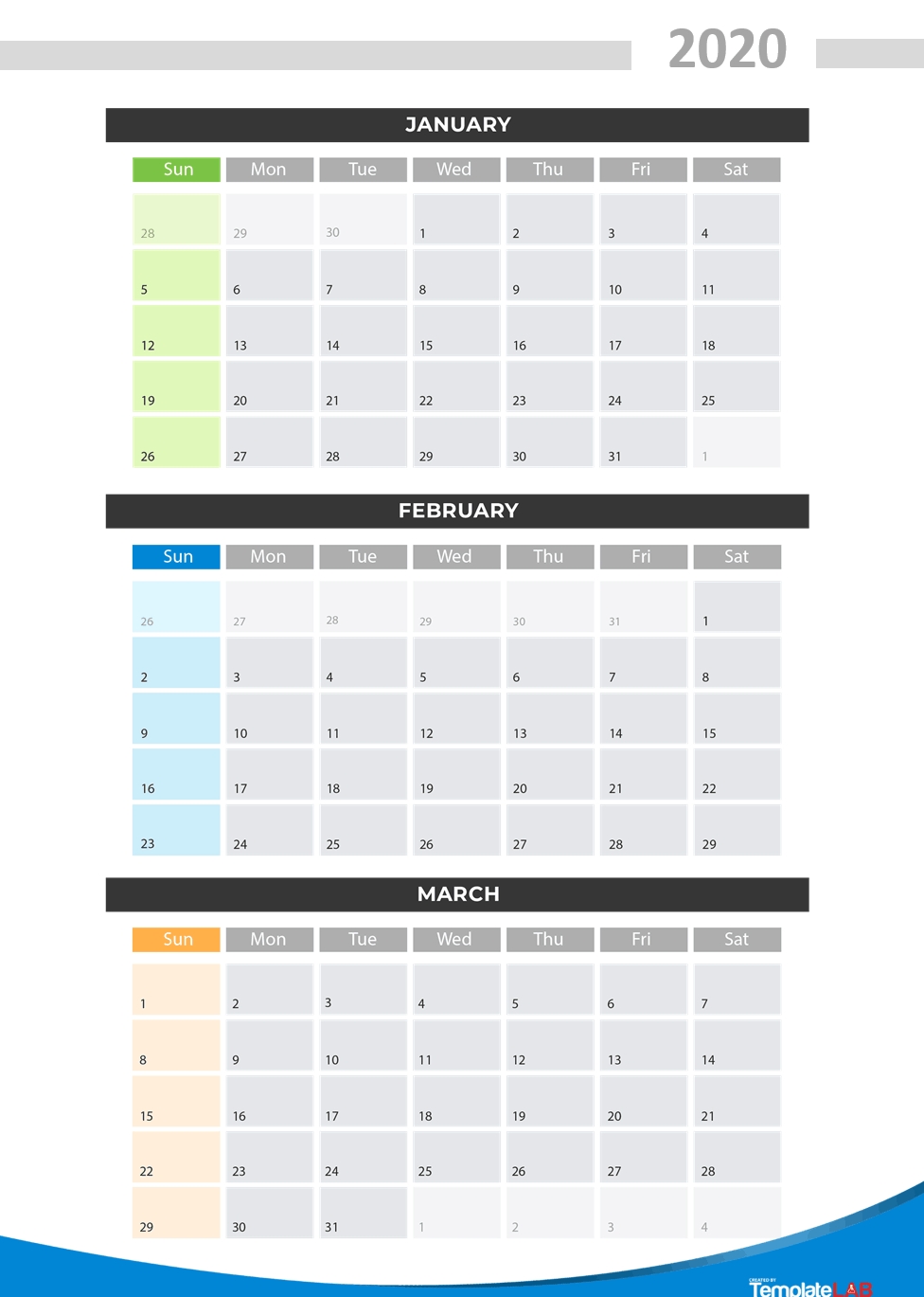 2020 Printable Calendars [Monthly, With Holidays, Yearly] ᐅ-Blank Quarterly Calendar Printable 2020