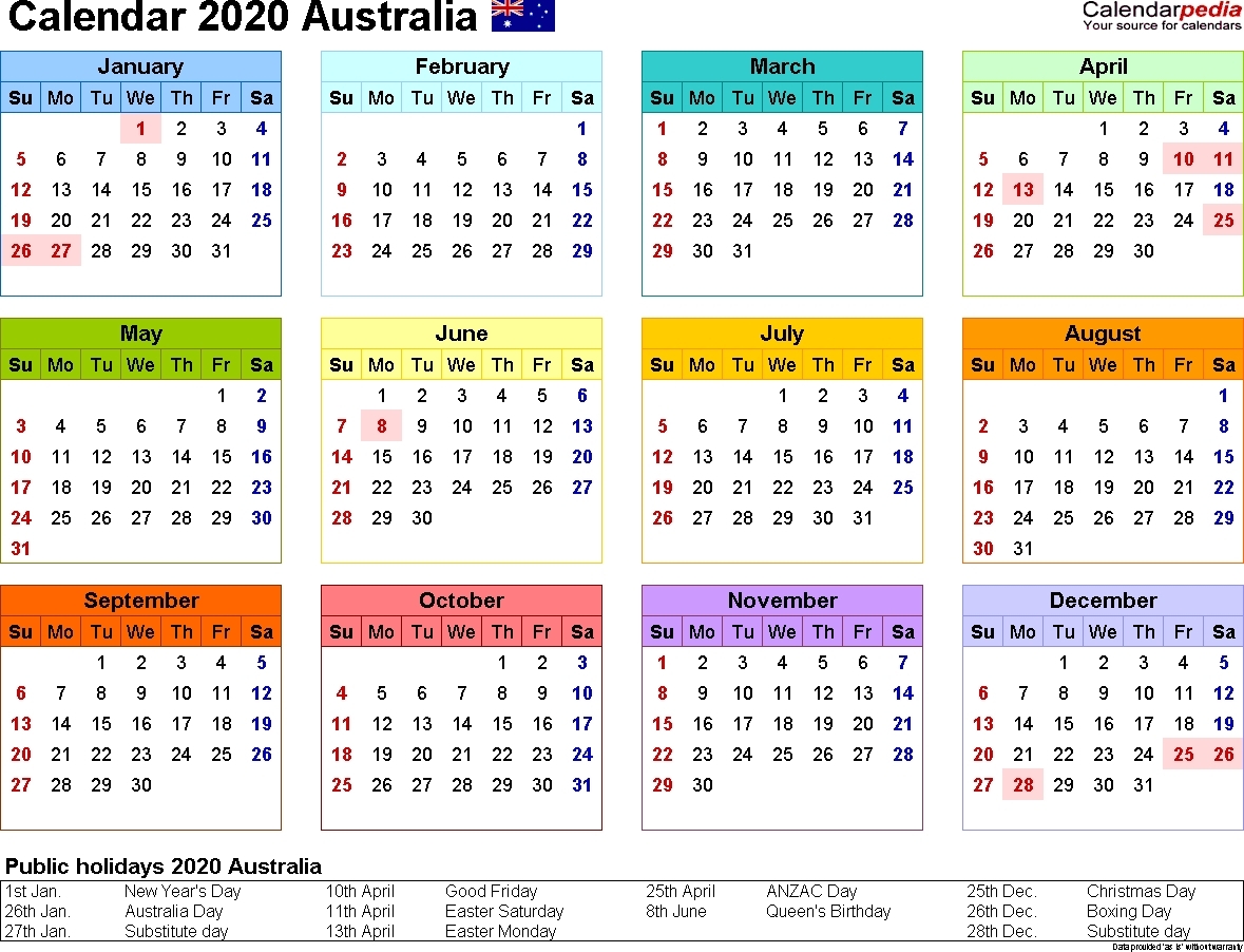 2020 Qld School Holidays Printable Calendar Template Printable