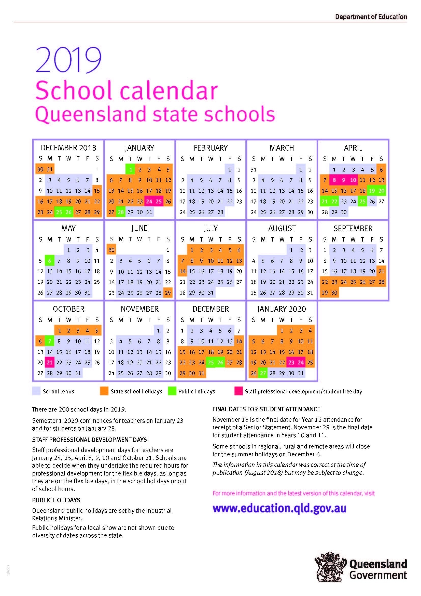 2020 School Calendar Queensland State Schools | Calendar-January 2020 Calendar Qld