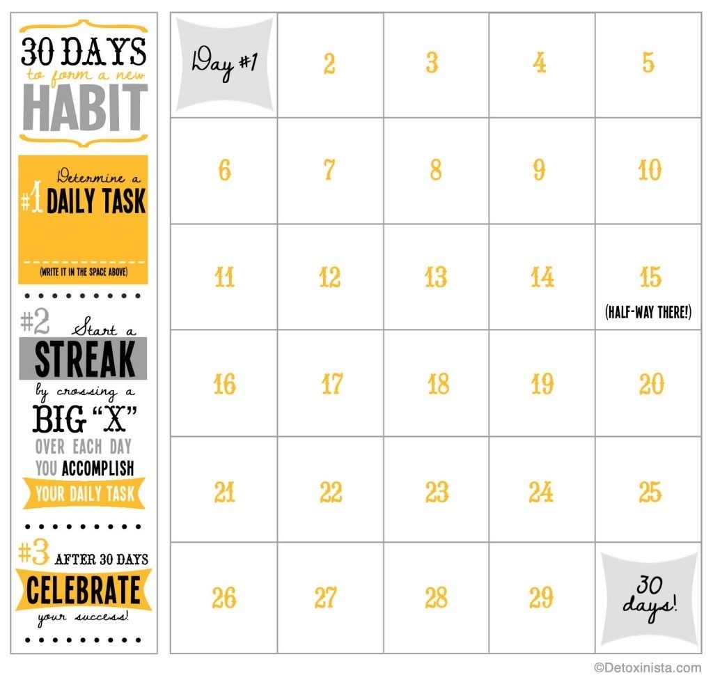 30-Day Printable Calendar | Goal Setting Printables-Printable Coutndown Days Template