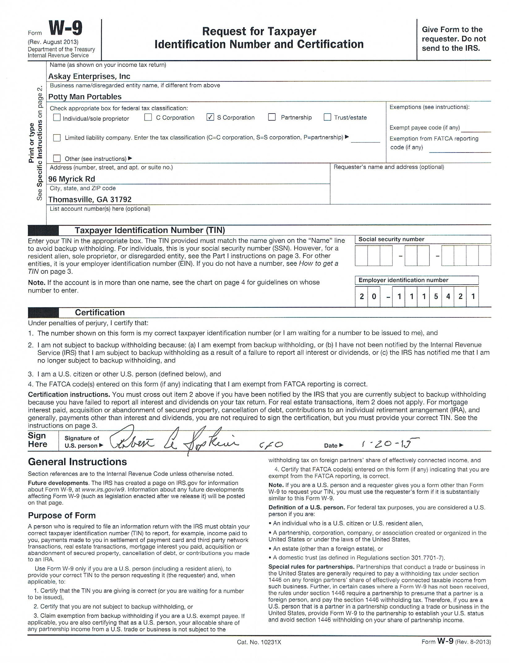 Blank W-9 Form 2020 Printable